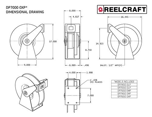 ReelCraft Sales DP7650OLP DP7000 Series CABLE REEL RACK Foto 3 de 3