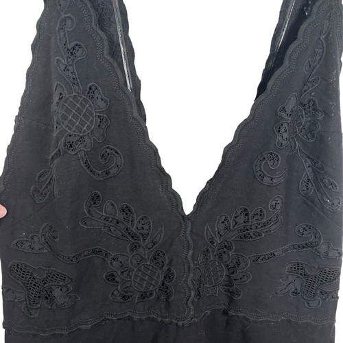 Sea New York Baylin schwarz Baumwolle Spitze Slip Ösen Maxikleid Gr. 16 NEU - Bild 8 von 17