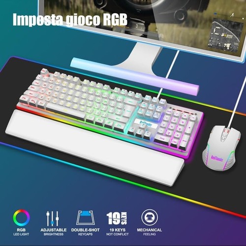 K10 Wired Gaming Keyboard and Mouse Combo, UK Layout, True RGB - Photo 2/5