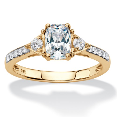 1,70 Cttw. Anillo de promesa de zafiro blanco creado en plata de ley chapada en oro de 18k - Imagen 1 de 4