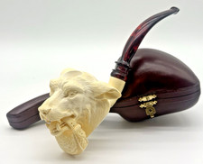 Dog With Leash In Mouth, Meerschaum Pipe, Hand Carved by SADIK YANIK, Turkey