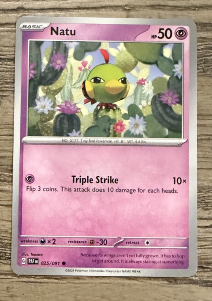 Natu 25/91 Common | Paldean Fates | Pokemon Card