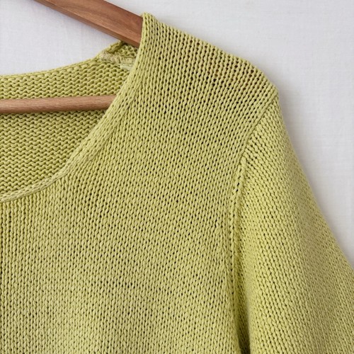 Vintage 90s Y2K Knit Top Size 14-16 Lime Green Short Sleeves Cotton Blend Long - Picture 4 of 10