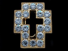 TJ15173 VINTAGE 1970s  CROSS  RELIGIOUS SYMBOL GOLDTONE FASHION BELT BUCKLE