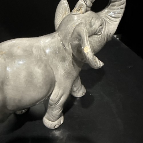 Vintage Glazed Ceramic Grey Elephant Figurine 5 “ - Picture 4 of 17