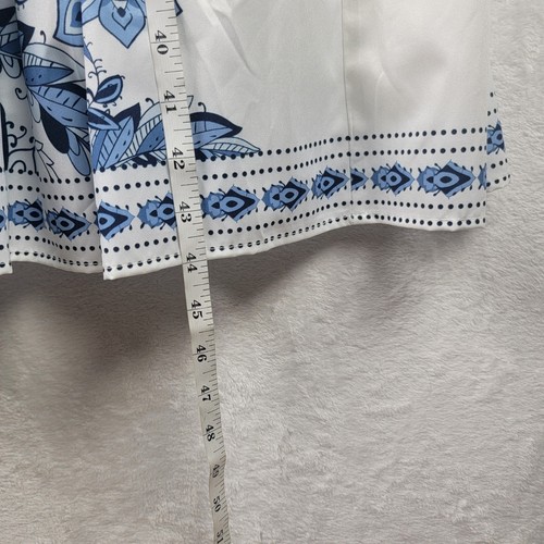 Bohemian Midikleid 18 20 Kurzarm Pullover Taschenlinie weiß blau geblümt - Bild 10 von 10