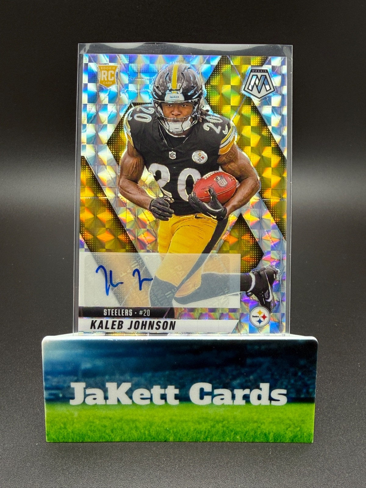 2025 Panini Mosaic NFL - Kaleb Johnson #315 Mosaic Auto RC - Pittsburgh Steelers