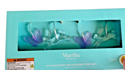 Martha Stewart Butterfly Bunny Lilac Clear String Lights Baby Nursery Easter 10'