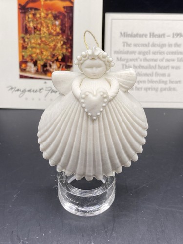 Margaret Furlong 4" Heart 1994 Bisque Shell Christmas Ornament Vintage In Box - Picture 4 of 13