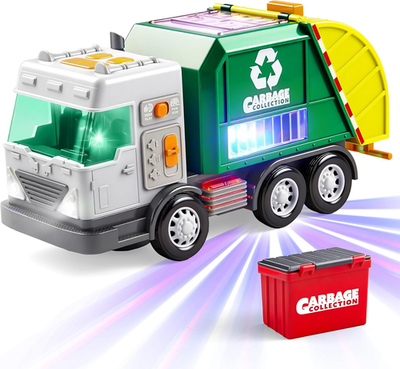 #ad LED Garbage Truck Toy Set Includes Dumpster Toy Truck with Mode Switch amp; Volume $32.86
