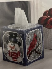Mary Maxim Plastic Canvas Tissue Box Kit Let It Snow Cardinal Snowmen 25615 NIP