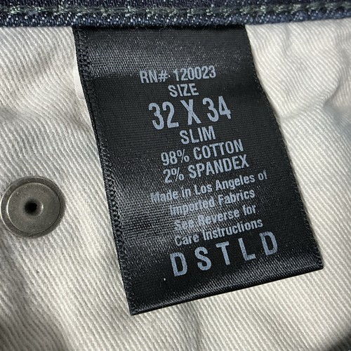 DSTLD Para Hombres 32 X 34 Calce Ajustado Lavado Oscuro Algodón Elástico Denim Punto Gris Índigo - Imagen 5 de 9