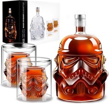 Whisky Dekanter Set 750ml mit 2 Gläsern Karaffe Geschenk für Männer Bar