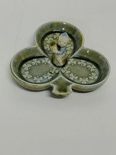 Wade Porcelain Shamrock Ring Dish Leprechaun Fairy Pixie on a Tree Trunk 3.5"