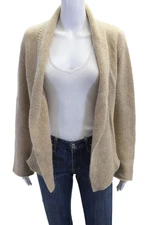 Eileen Fisher Women Beige Cardigan Wool Mohair Blend Long Sleeve Size PM