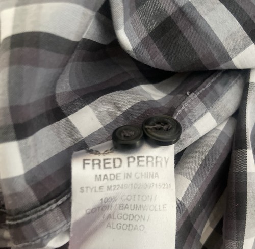 Classic Vintage ” FRED PERRY “ Grey Check 100% Cotton Shirt L/S Size XXL 46/48 - Picture 11 of 11