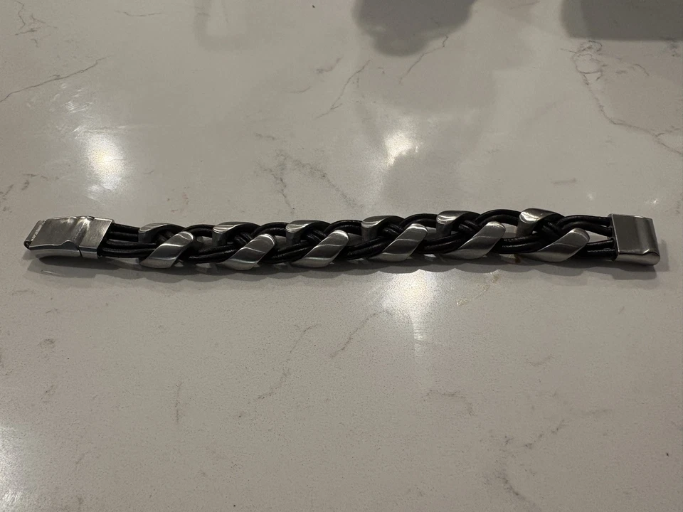 joyería hombre - pulsera de cuero y acero inoxidable Foto 2 de 4