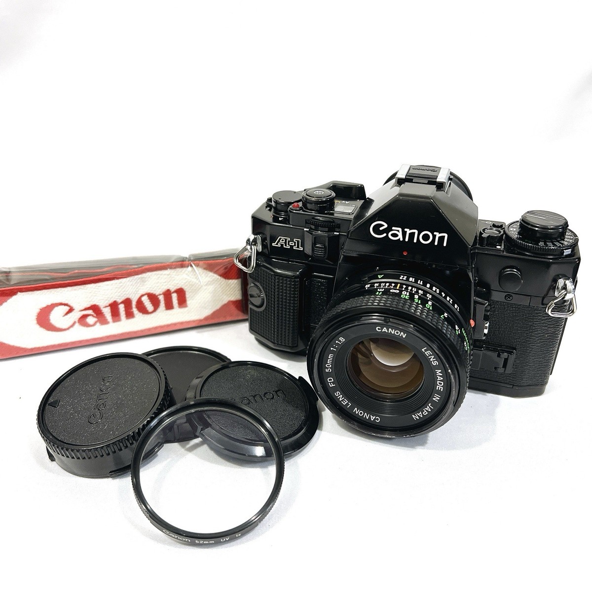 EXC+5 ] Canon A-1/NewFD 50mm f1.8 MF/Strap for Canon @ CS
