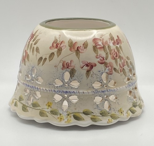 Retired Home Interiors Pastel Flowers & Leaves Candle Jar Topper - Picture 3 of 9