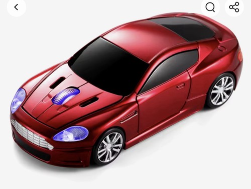 TO CLEAR: UK STOCK Red Aston Martin Car Wireless Optical Mouse Laptop USB SILVER - Picture 3 of 8
