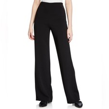 Theory Black Clean Wide Leg Crepe Pants Size 6 office work business formal class