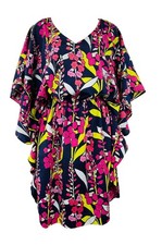 Trina Turk Sentiment Floral Size S Kaftan Dress Tunic V Neck Kimono Sleeve Lined
