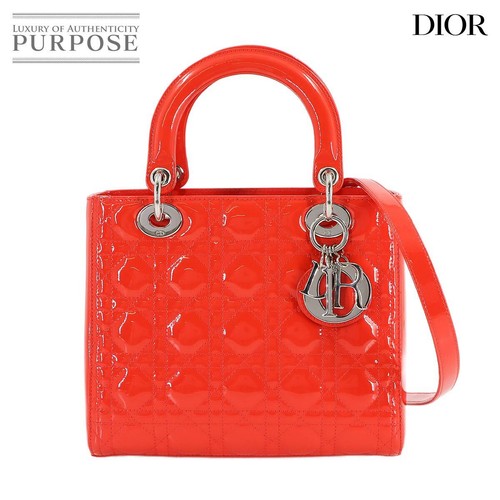 Brand new Christian Dior Cannage Lady Dior Medium 2way Hand Bag Enamel 90316593