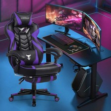 Purple Gaming Chair Reclining Computer Chair with Footrest