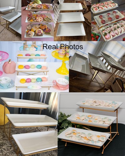 3 Tier Serving Stand Porcelain Serving Platter Tier Serving Trays with Collap... - Picture 7 of 7