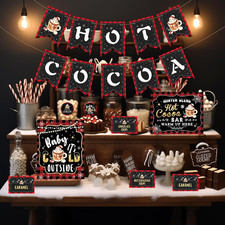 Hot Cocoa Bar Kit Hot Cocoa Banner Decorations Hot Chocolate Bar Sign Toppings T