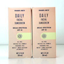 2 Pack Trader Joe  s Daily Facial Sunscreen SPF 40 Invisible Gel - Exp 01/2028