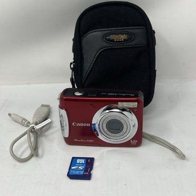 Canon PowerShot A480 Red Digital Camera Memory Card & Case Tested