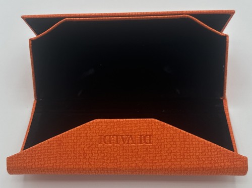 DI VALDI Orange Triangular Hardshell Eyeglass Case w/Black Felt Inside Lining - Picture 5 of 6