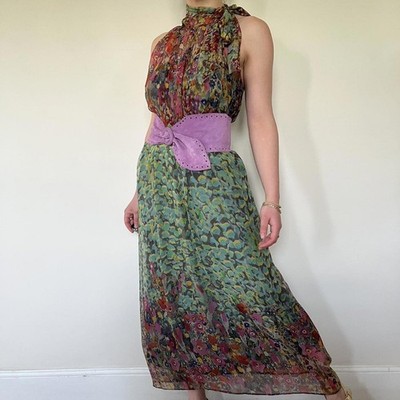 Philosophy Di Alberta Ferretti vintage pure silk green floral maxi dress | eBay Philosophy Di Alberta Ferretti vintage pure silk green floral maxi dress | eBay