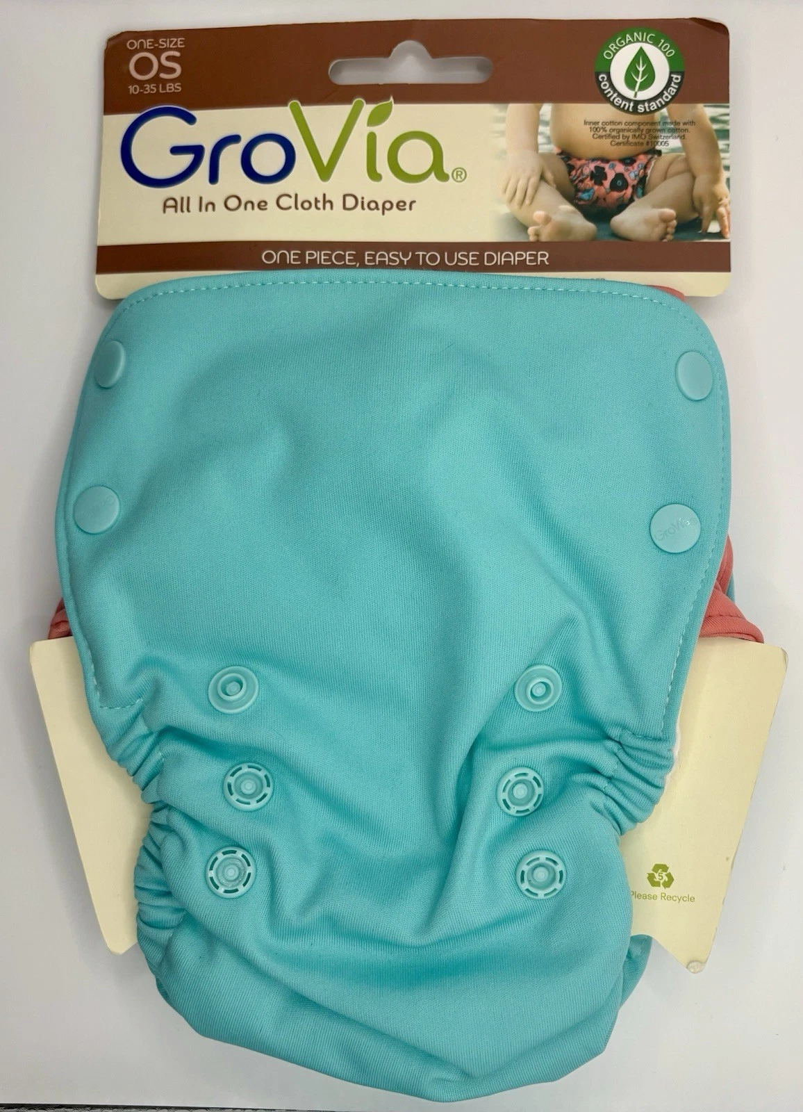 Cheery Grovia AIO - All-In-One Organic Cotton Cloth Diaper HTF NIP/NWT