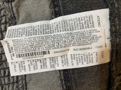 NUEVO CON ETIQUETAS ZARA Mujeres Sin Tirantes Cremallera Frontal Corsé Calado Estilo Denim Top Corto Talla M Gris - Imagen 11 de 14