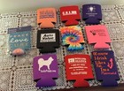 10 Advertising Can Koozies  Great 4 Parties Various Colors Designs All Different