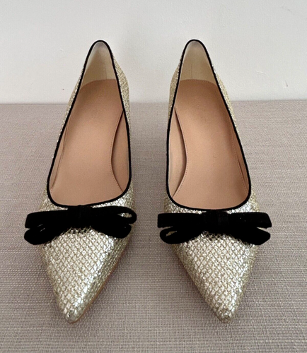 Phase Eight Shoes Women's Gold Glitter Bow Kitten Party Wedding Size 6 BNWOB - Picture 2 of 11