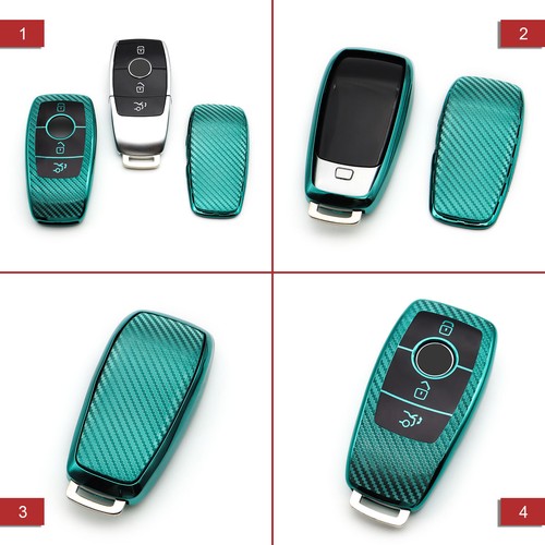 TPU Carbon Fibre Car Remote Smart Key Case Cover For 2018-2023 Mercedes-Benz - Picture 33 of 72