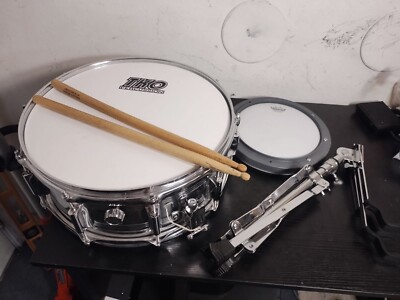 TKO Percussion 14'' Snare Drum w/ Backpack, Stand, Practice Drum & Sticks **Vtg