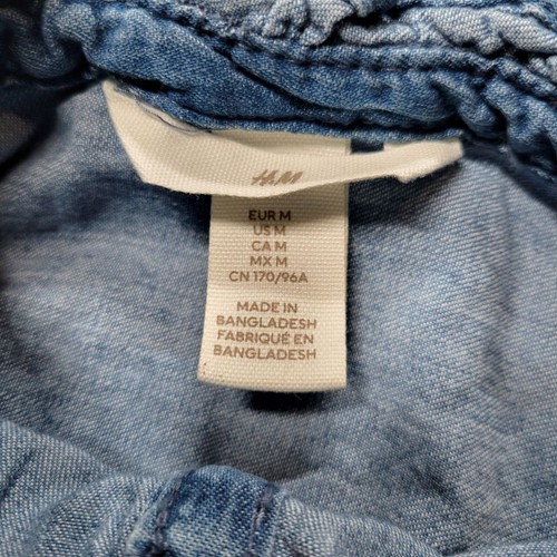 H&M Shirt Dress Womens Medium Blue Denim Long Sleeve Button Up Casual - Imagen 2 de 6