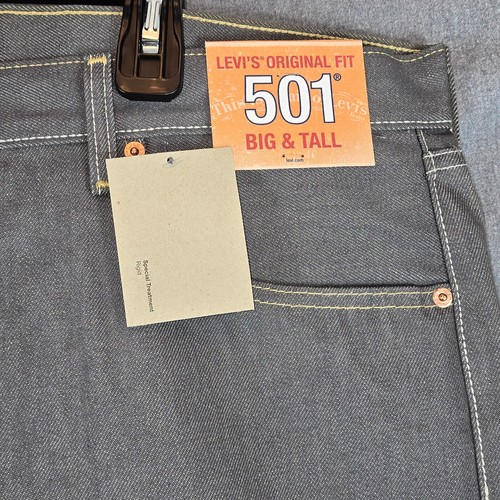 NWT LEVI'S 501 SHRINK TO FIT RIGID GRAY MENS JEANS STRAIGHT LEG BIG & TALL 42x38 - Picture 3 of 10
