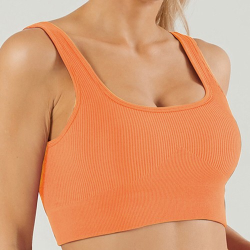 Women's Medium Support Tank Ribbed Seamless Top Workout Exercise Sport Bra - Picture 64 of 98