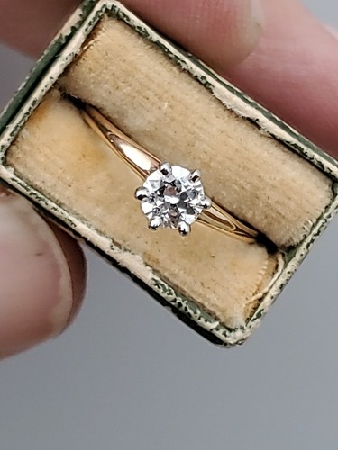 Anillo antiguo de 14k con diamante blanco grande de muy alta calidad de más de 100 años talla 7 - Imagen 3 de 19