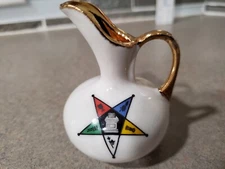 Small Water Pitcher 2.5" Eastern Star With 22k Gold Accent