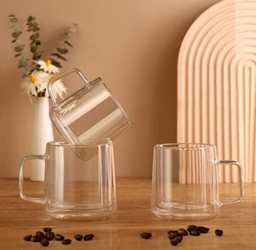 Double Wall Glass Coffee Mugs 15.2oz450mlLarge Clear Insulated Glass Espresso... - Picture 4 of 8