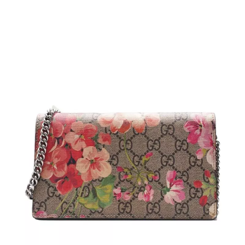 Sac croisé chaîne Gucci beige fleur GG suprême WOC