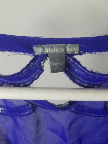 Charlotte Russe Blue Silver Sequen Top Size S - Picture 5 of 5