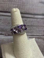 Sterling Silver 2.4ct African Amethyst and Amethyst Ring Size 6 NWOT