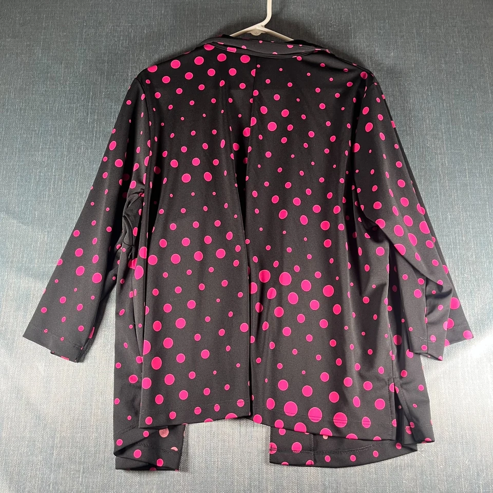 Blusa Top Mujer John Paul Richard Talla 1X Negra Rosa Lunares Botón Frontal Foto 2 de 4